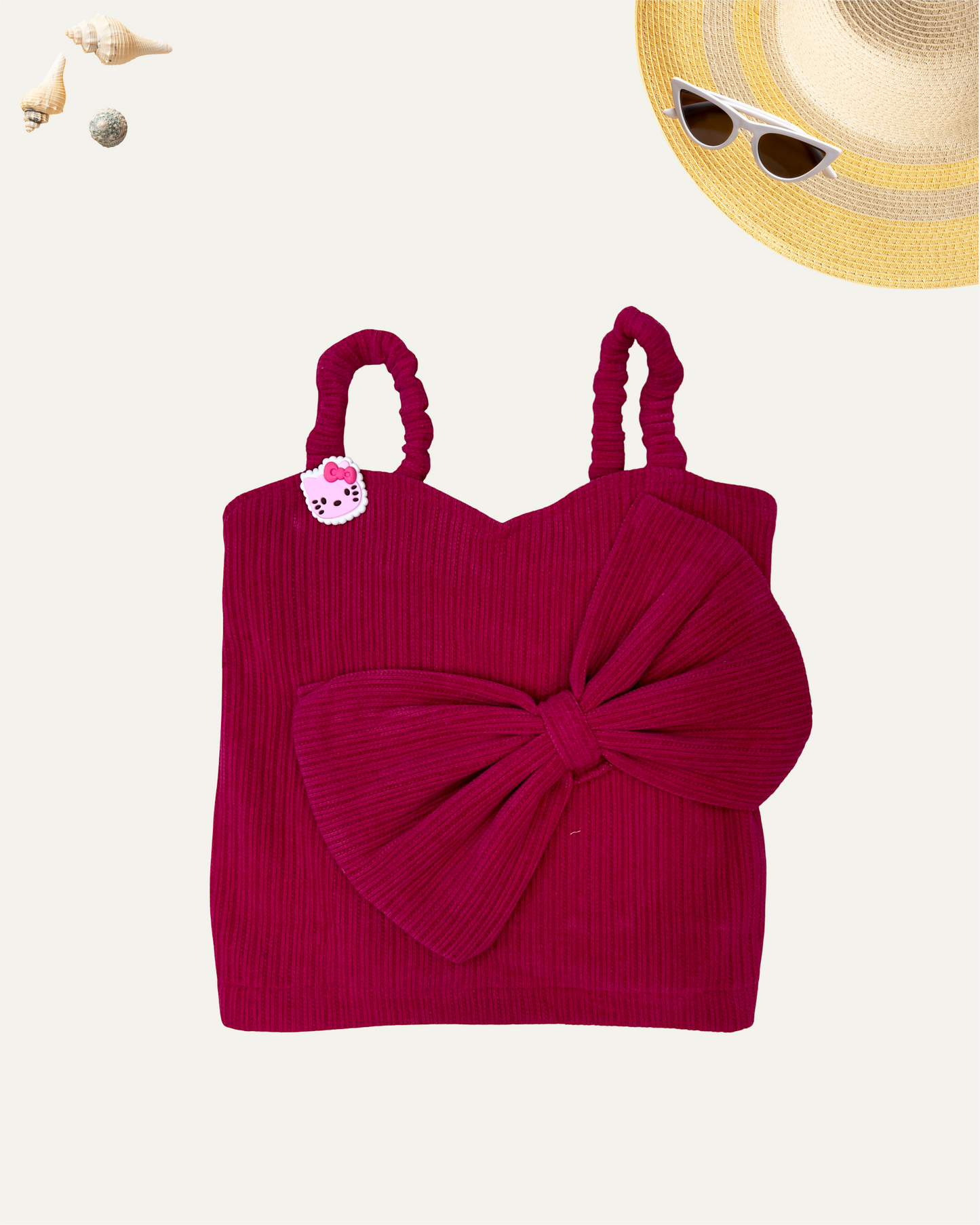 GIRLS SLEEVELESS SUMMER TOP (MAGENTA PINK) (3-12 YEARS) - Girlism