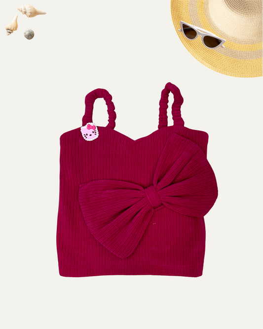 GIRLS SLEEVELESS SUMMER TOP (MAGENTA PINK) (3-12 YEARS) - Girlism