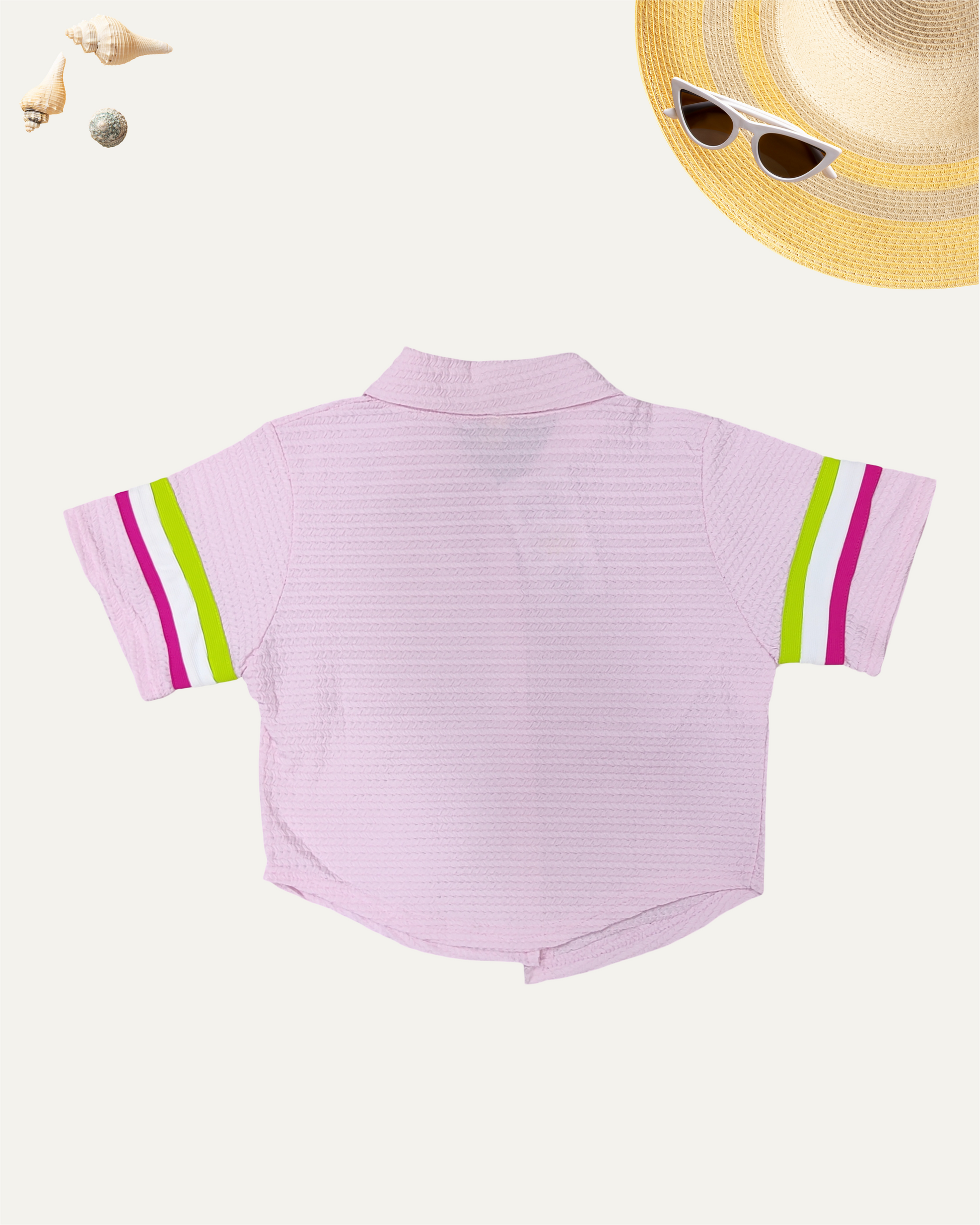 GIRLS CROCHET POCKET SHIRT (BABY PINK) (4-12 YEARS) - Girlism
