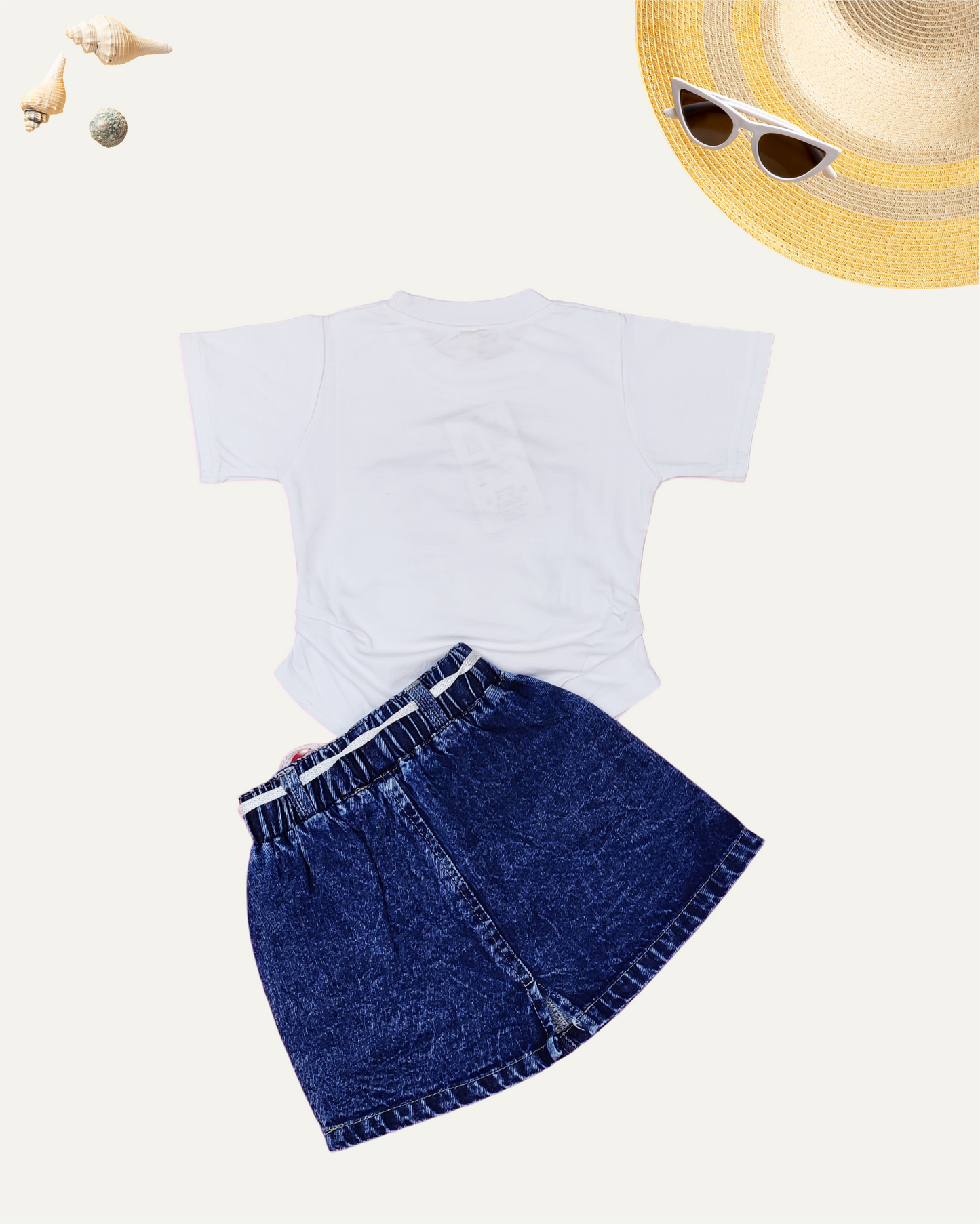 GIRLS CO-ORD SET WITH DENIM SKIRT DX BLUE [ 1 - 12 YEARS ]