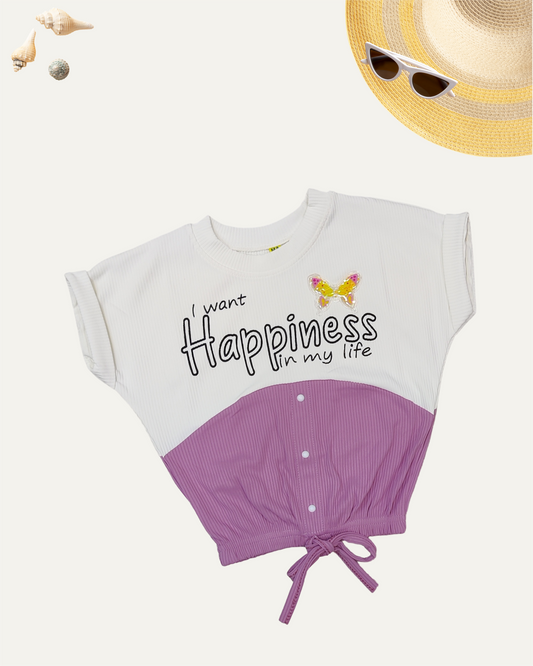 GIRLS 2 TONE TOP PURPLE [ 4 - 12 YEARS ]