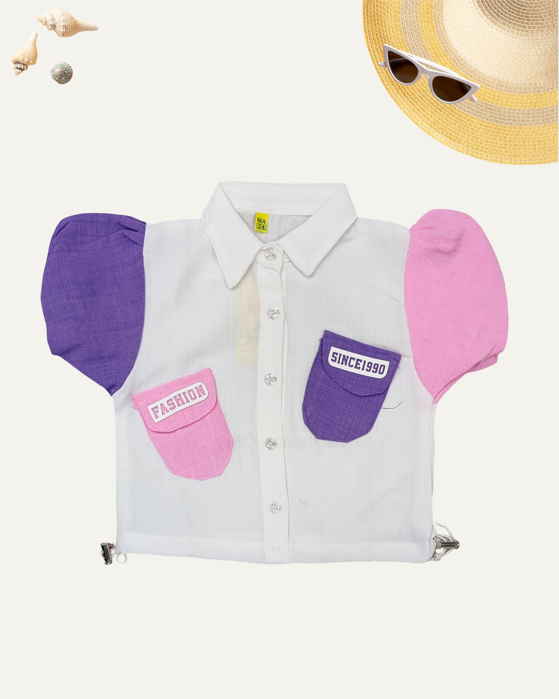 GIRLS RETRO POP SHIRT (4-12 YEARS) (PINK & PURPLE) - Girlism