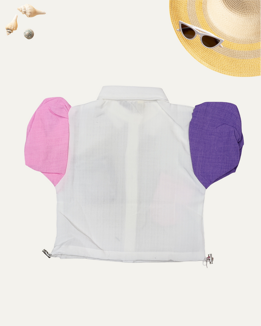 GIRLS RETRO POP SHIRT (4-12 YEARS) (PINK & PURPLE) - Girlism