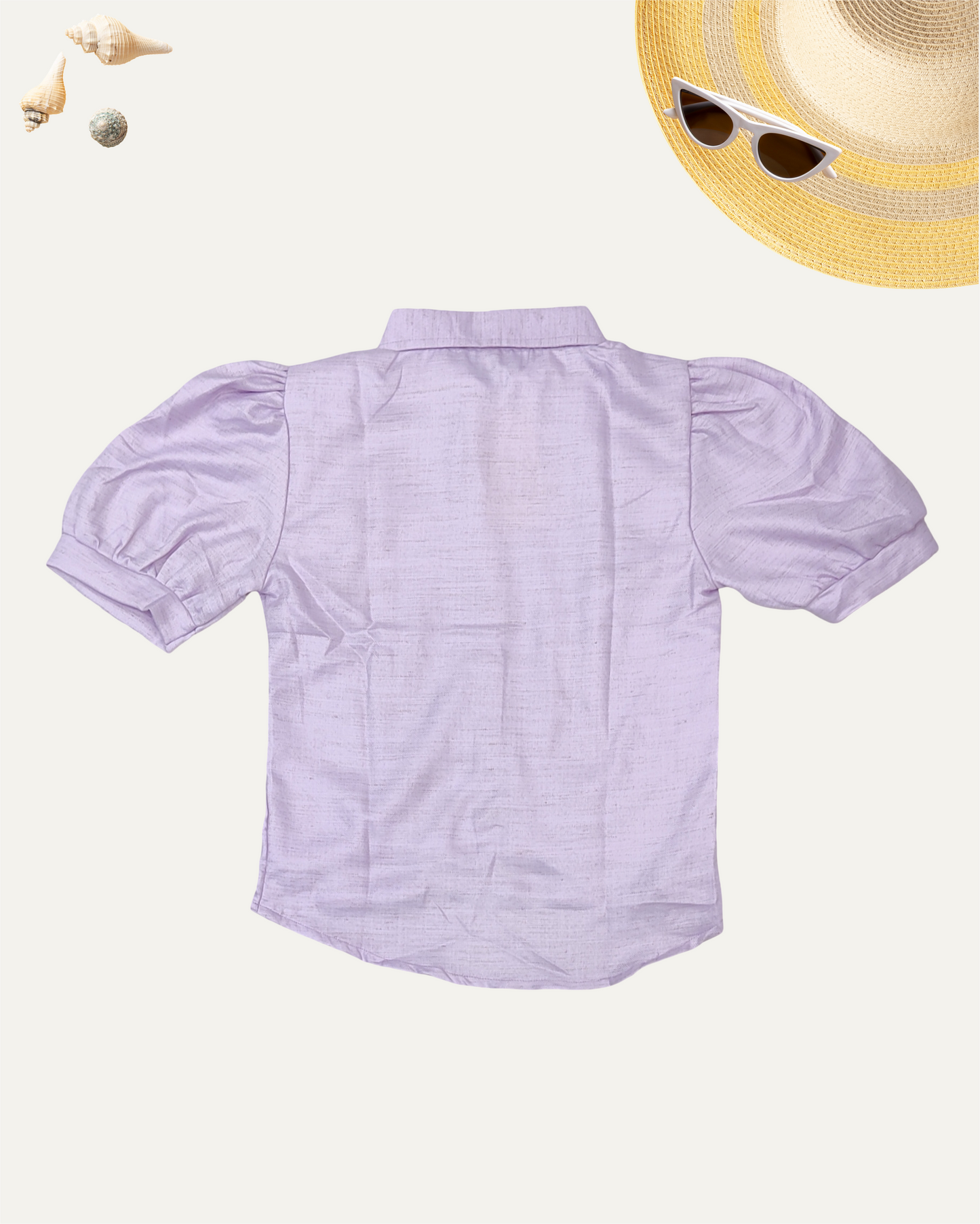 GIRLS PUFF SLEEVEE SHIRT TOP (LAVENDER) (11-14 YEARS) - Girlism
