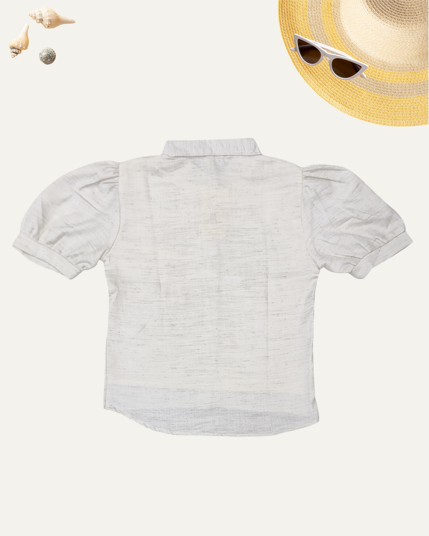 GIRLS PUFF SLEEVEE SHIRT TOP (WHITE) (11-14 YEARS) - Girlism