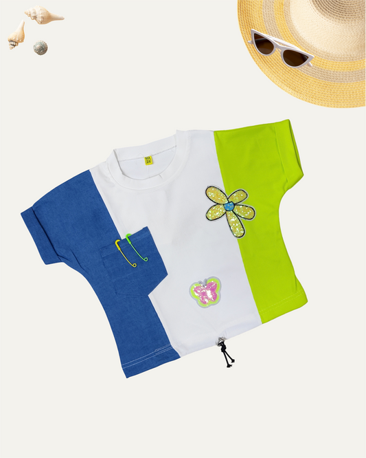 GIRLS COLOUR POP FLOWER T-SHIRT (YELLOW) (4-12 YEARS) - Girlism