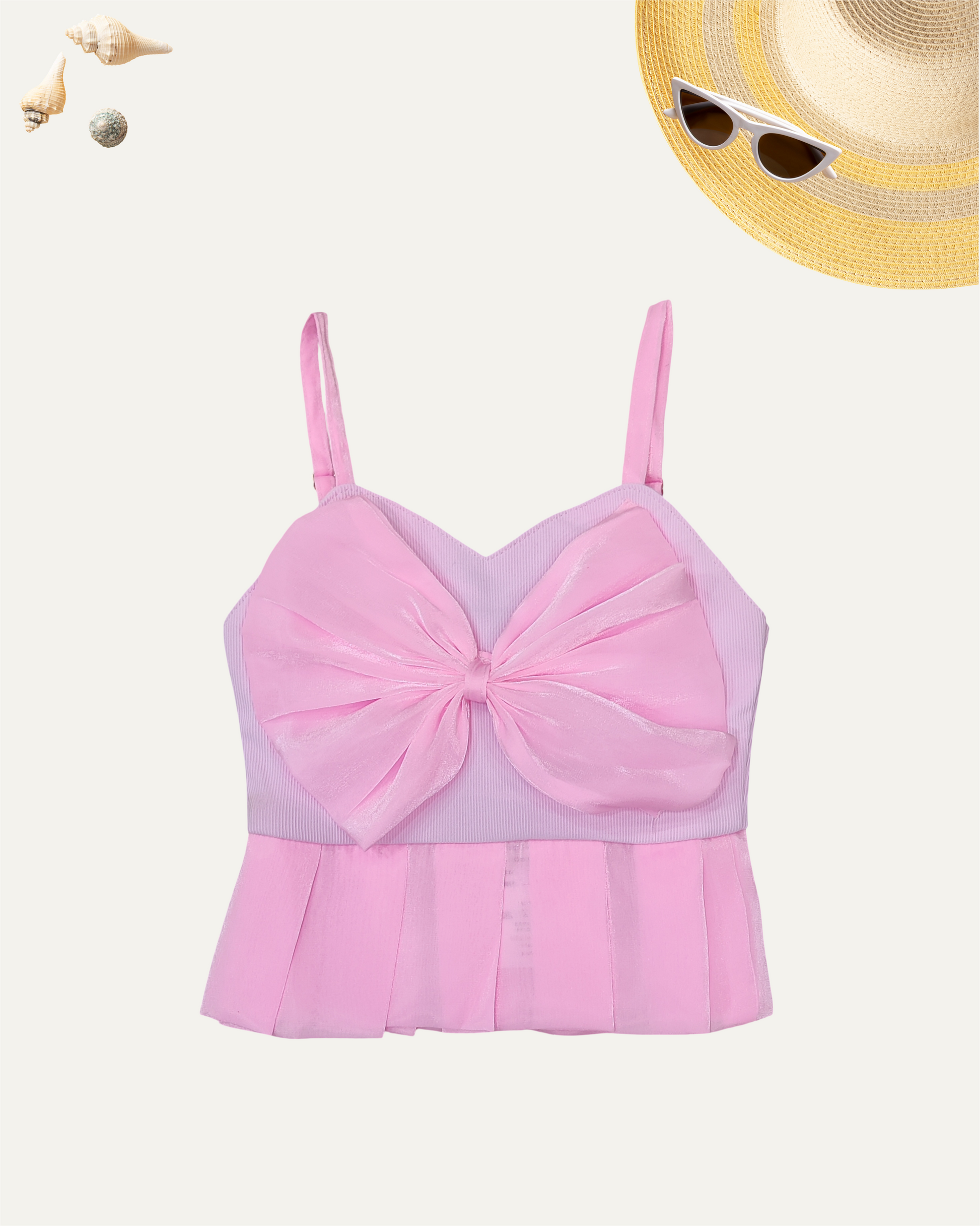 GIRLS PINK SATIN BOW GLAM TOP (0-8 YEARS) - Girlism