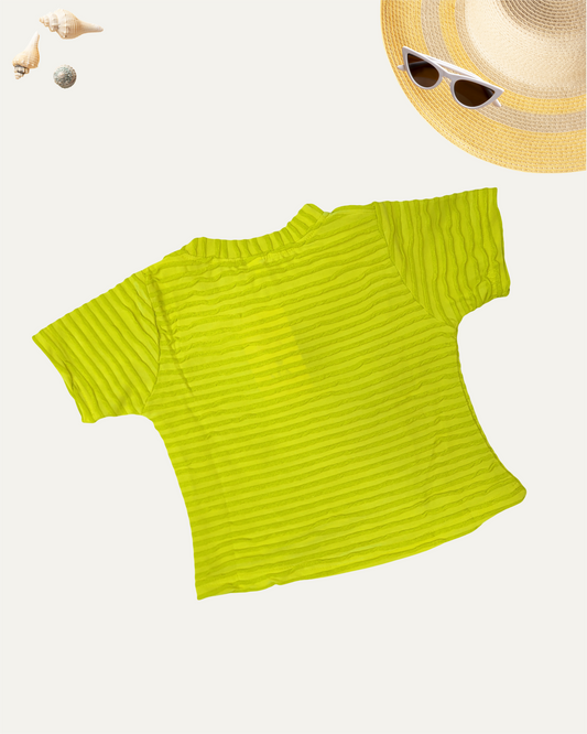 GIRLS TEXTURED BUTTERFLY TOP (LIME GREEN) (4-14 YEARS) - Girlism