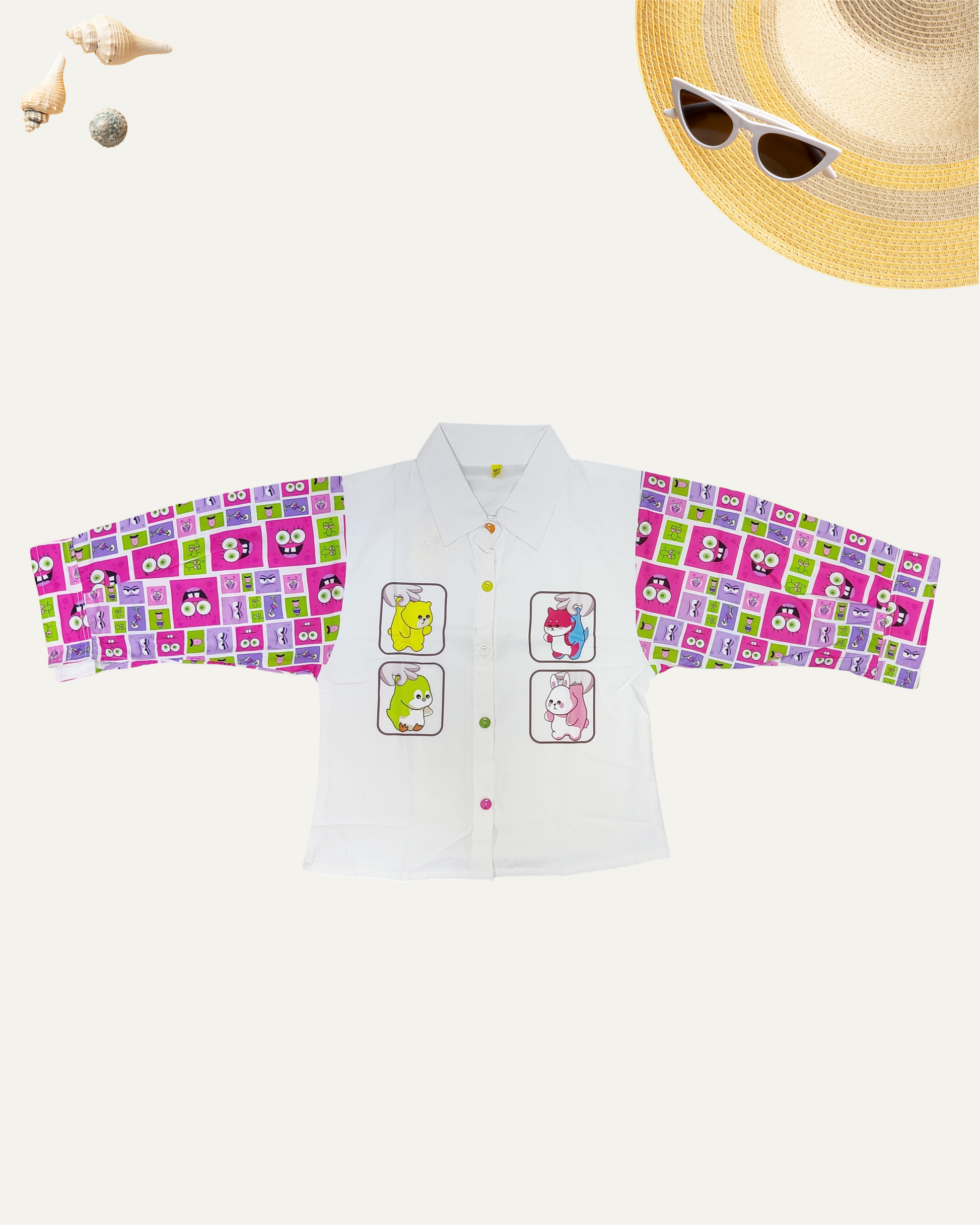 GIRLS CARTOON FUN SLEEVE SHIRT (11-14 YEARS) (PINK EDITION) - Girlism