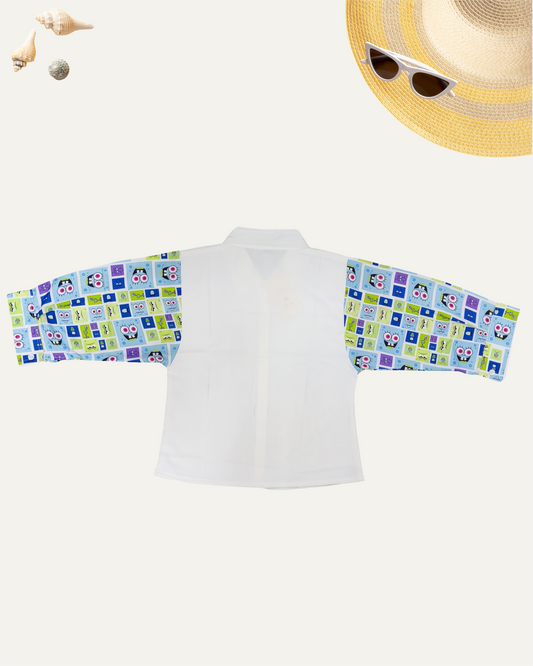 GIRLS CARTOON FUN SLEEVE SHIRT (11-14 YEARS) (BLUE EDITION) - Girlism