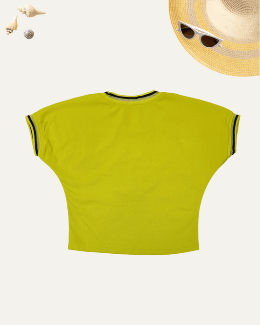 GIRLS RHINESTONE T-SHIRT MUSTARD YELLOW [ 4 - 12 YEARS ] - Girlism
