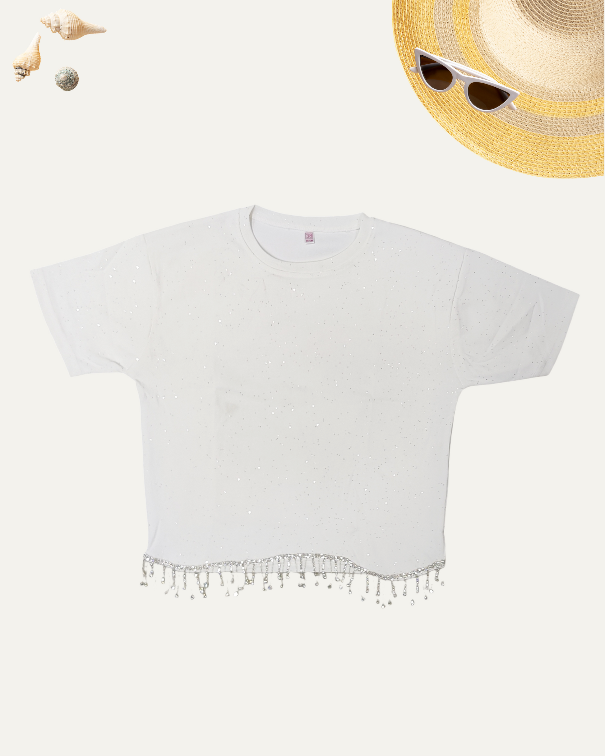 GIRLS WHITE SPARKLY T-SHIRT (12-15 YEARS) - Girlism