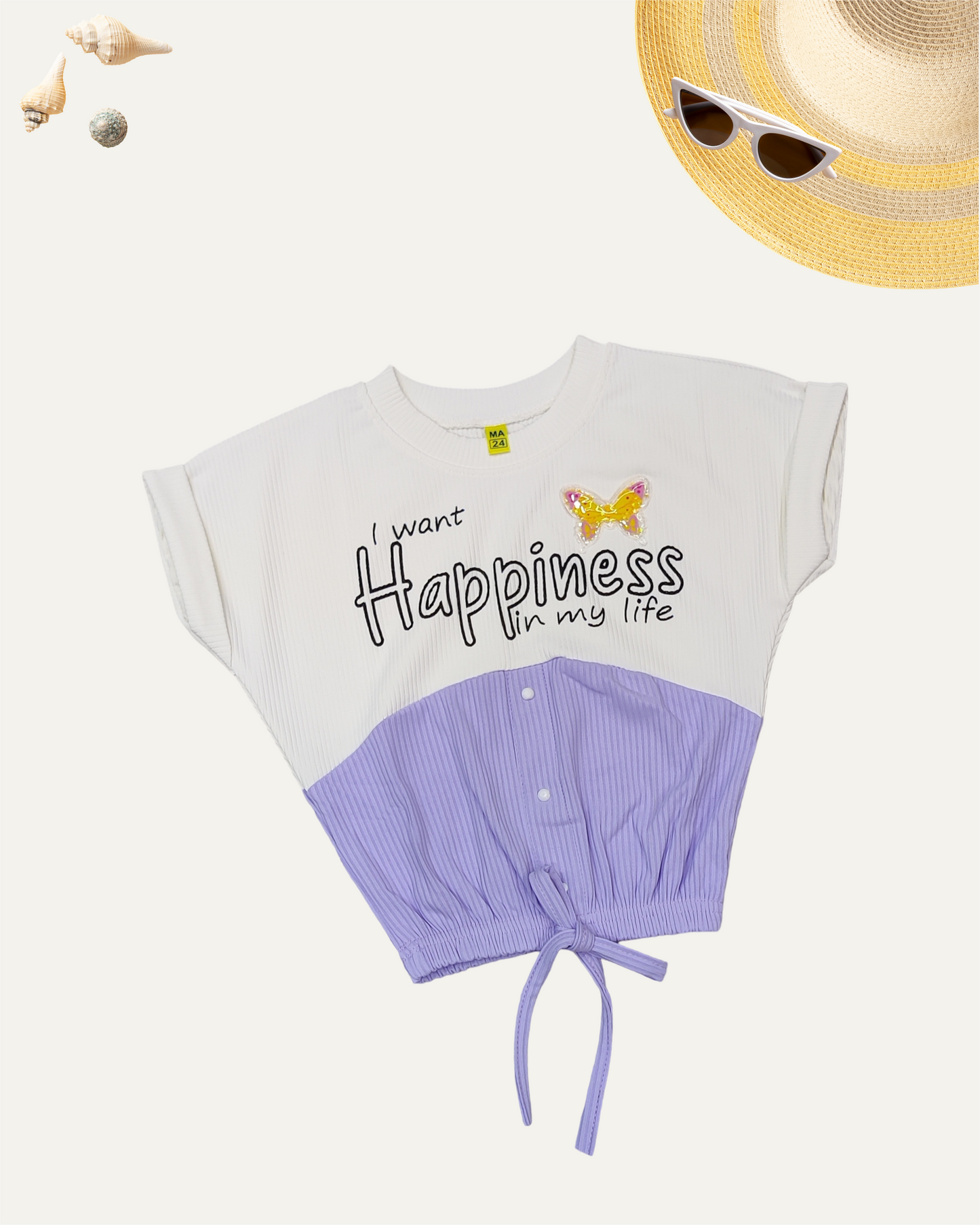 GIRLS 2 TONE TOP LAVENDER [ 4 - 12 YEARS ]