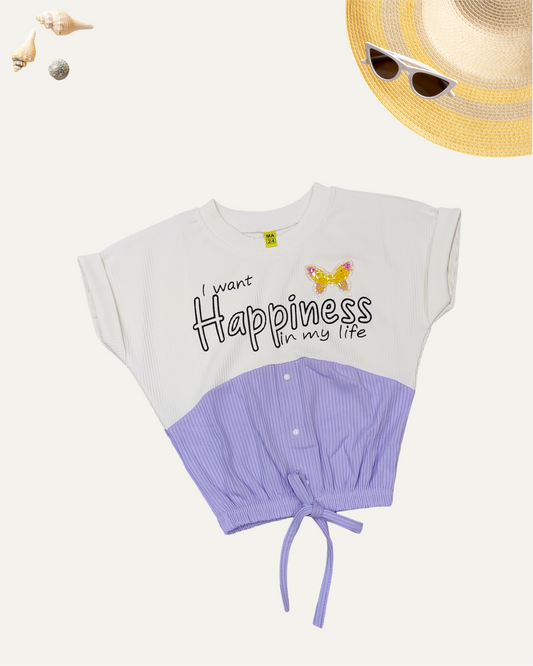 GIRLS 2 TONE TOP LAVENDER [ 4 - 12 YEARS ]