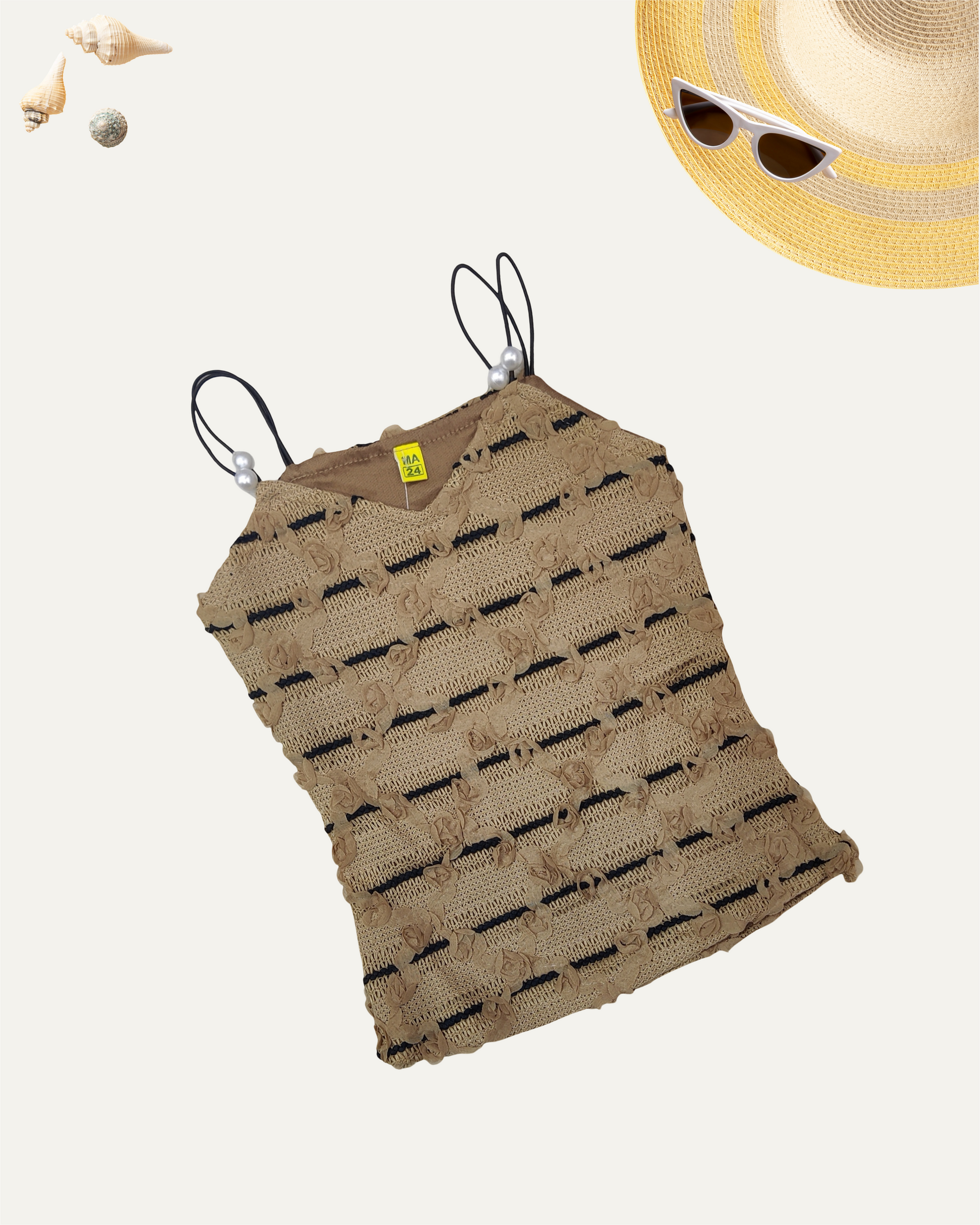 GIRLS BROWN TEXTURED SPAGHETTI TOP (1-12 YEARS) - Girlism