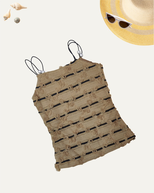 GIRLS BROWN TEXTURED SPAGHETTI TOP (1-12 YEARS) - Girlism
