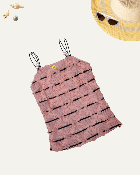 GIRLS PINK TEXTURED PAGHETTI TOP (1-12 YEARS) - Girlism