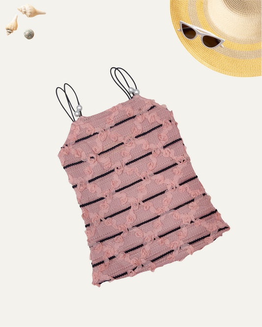 GIRLS PINK TEXTURED PAGHETTI TOP (1-12 YEARS) - Girlism