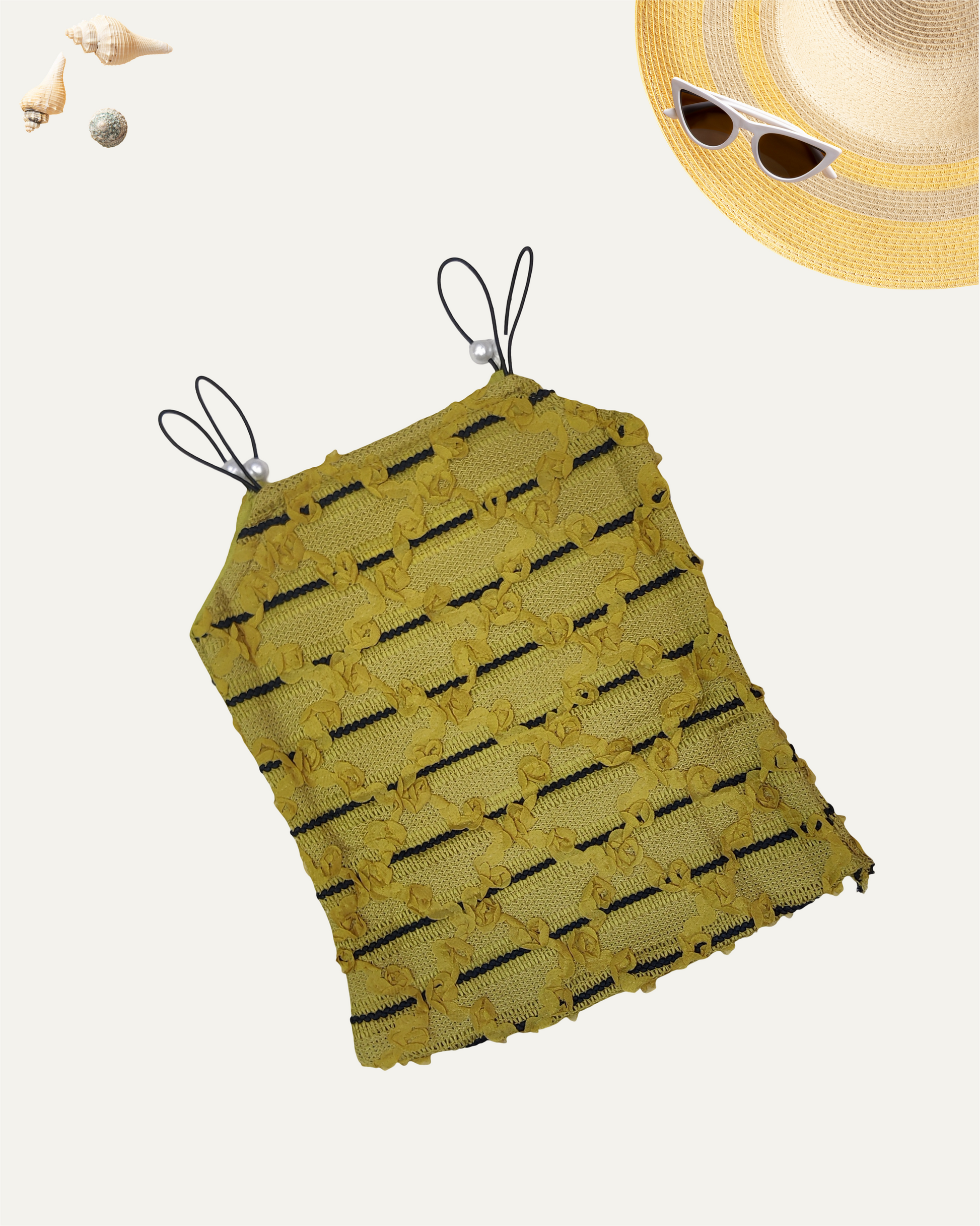 GIRLS MUSTARD TEXTURED SPAGHETTI TOP (1-12 YEARS) - Girlism