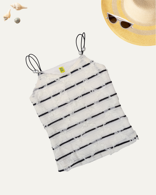 GIRLS WHITE TEXTURED SPAGHETTI TOP (1-12 YEARS) - Girlism