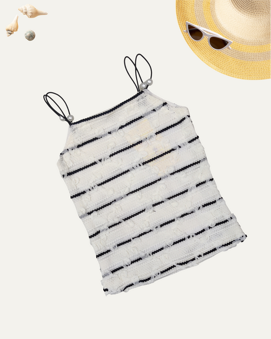 GIRLS WHITE TEXTURED SPAGHETTI TOP (1-12 YEARS) - Girlism
