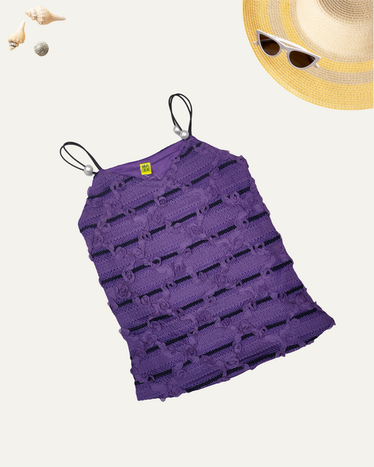 GIRLS PURPLE TEXTURED SPAGHETTI TOP (1-12 YEARS) - Girlism