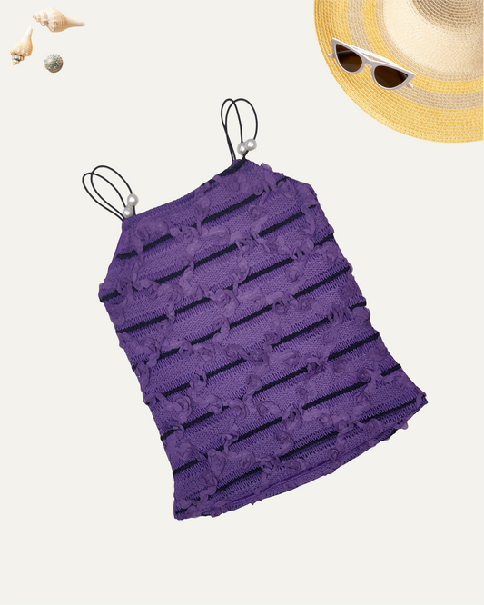 GIRLS PURPLE TEXTURED SPAGHETTI TOP (1-12 YEARS) - Girlism
