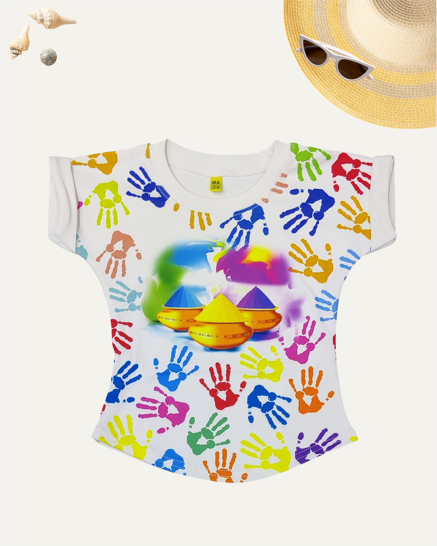 GIRLS HOLI SPLASH PRINTED T-SHIRT (4-12 YEARS) - Girlism