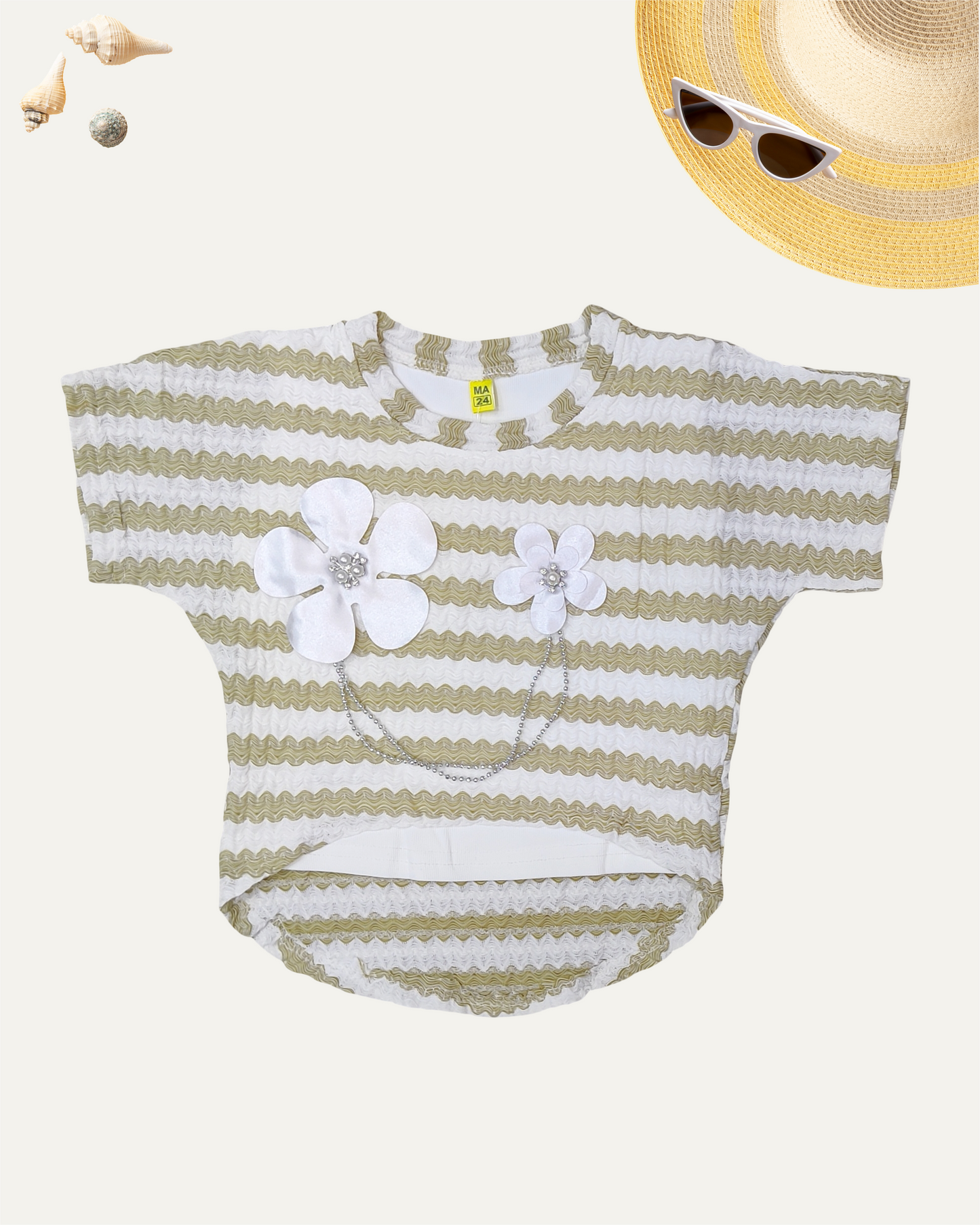GIRLS GREEN STRIPED TOP (0-12 YEARS) - Girlism