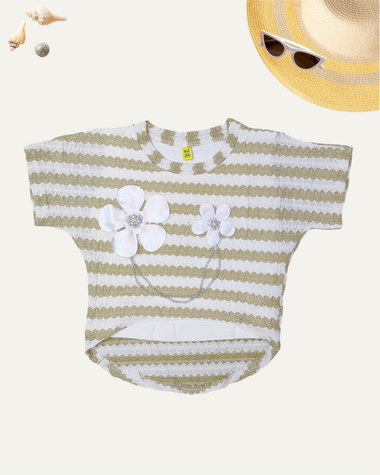 GIRLS GREEN STRIPED TOP (0-12 YEARS) - Girlism