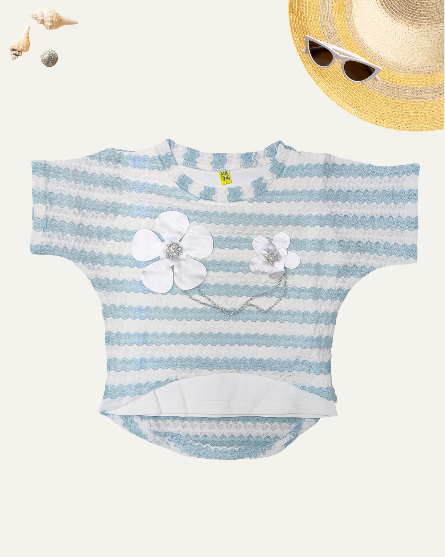 GIRLS BLUE STRIPED TOP (0-12 YEARS) - Girlism