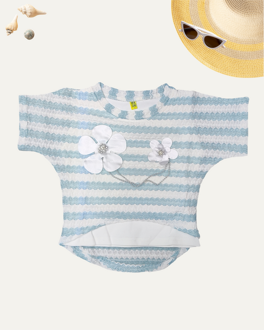GIRLS BLUE STRIPED TOP (0-12 YEARS) - Girlism