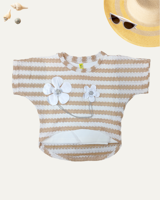 GIRLS BROWN STRIPED TOP (0-12 YEARS) - Girlism