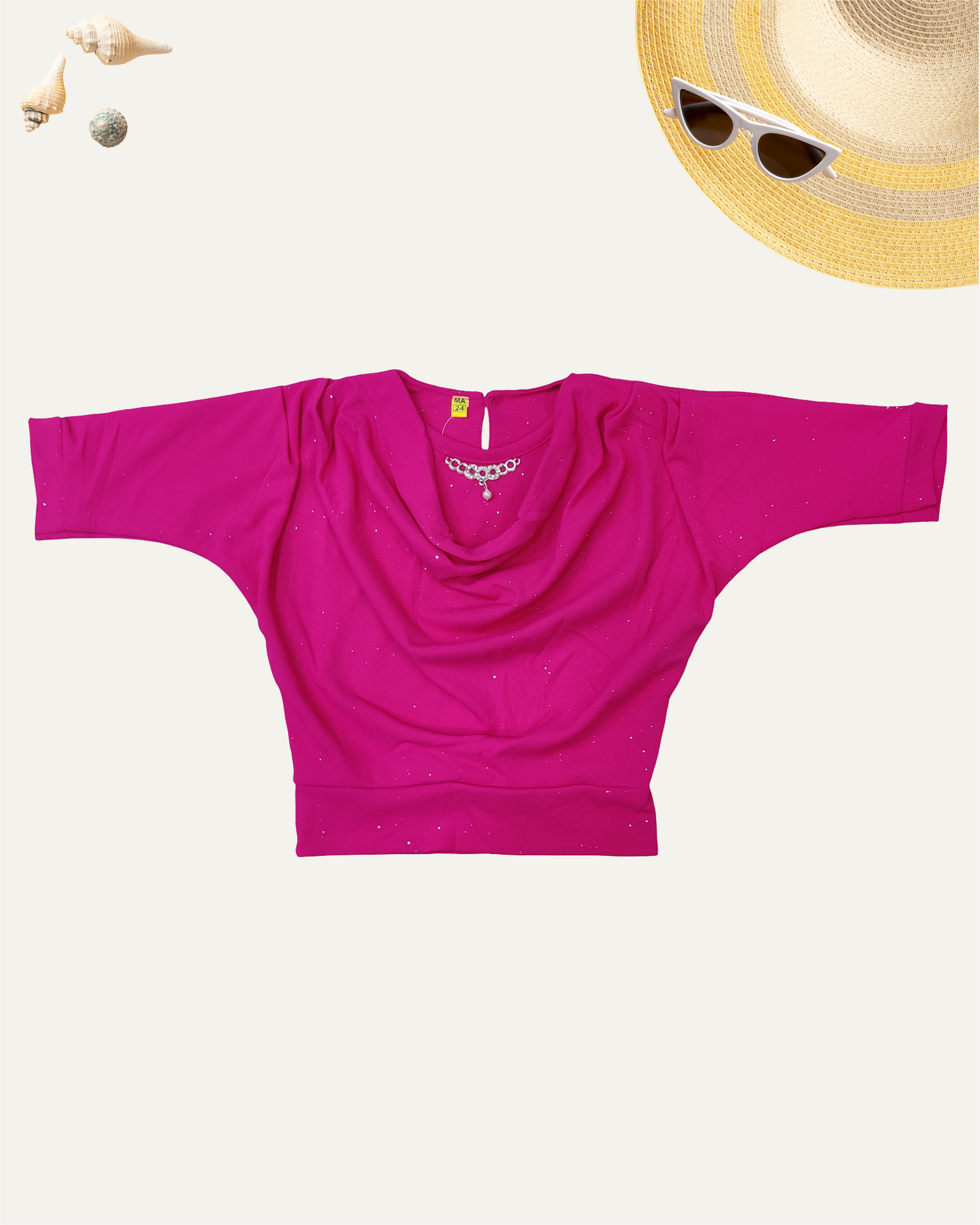 GIRLS HOT PINK DRAPED TOP (1-12 YEARS) - Girlism
