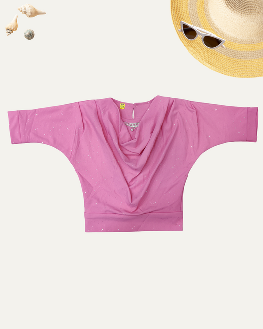 GIRLS PINK DRAPED TOP (1-12 YEARS) - Girlism