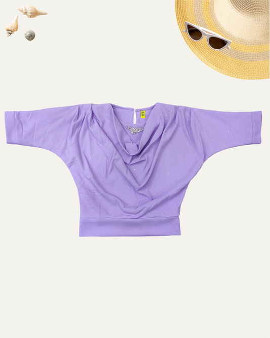 GIRLS LAVENDER DRAPED TOP (1-12 YEARS) - Girlism