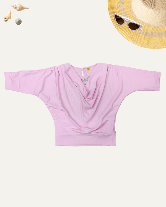 GIRLS BABY PINK DRAPED TOP (1 -12 YEARS) - Girlism