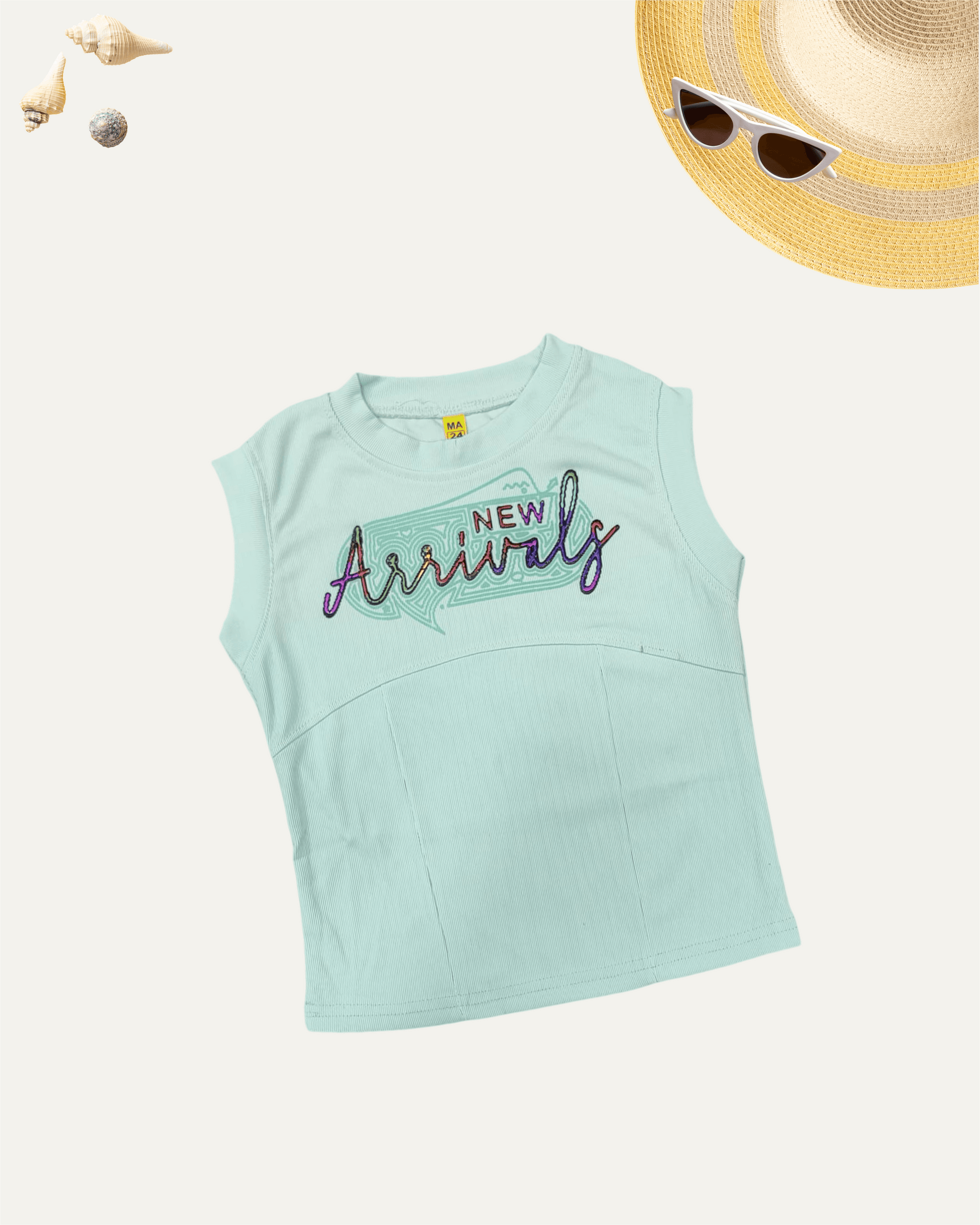 GIRLS SLEEVELESS RIBBED TOP COOL MINT [ 4 -12 YEARS ] - Girlism