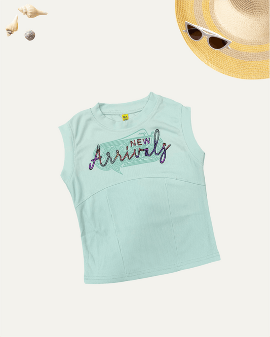 GIRLS SLEEVELESS RIBBED TOP COOL MINT [ 4 -12 YEARS ] - Girlism