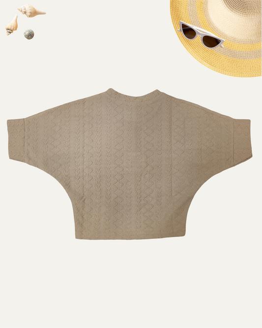 GIRLS BEIGE TOP WITH BROOCH (4-12 YEARS) - Girlism