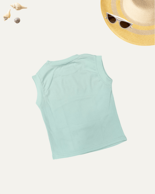 GIRLS SLEEVELESS RIBBED TOP COOL MINT [ 4 -12 YEARS ] - Girlism