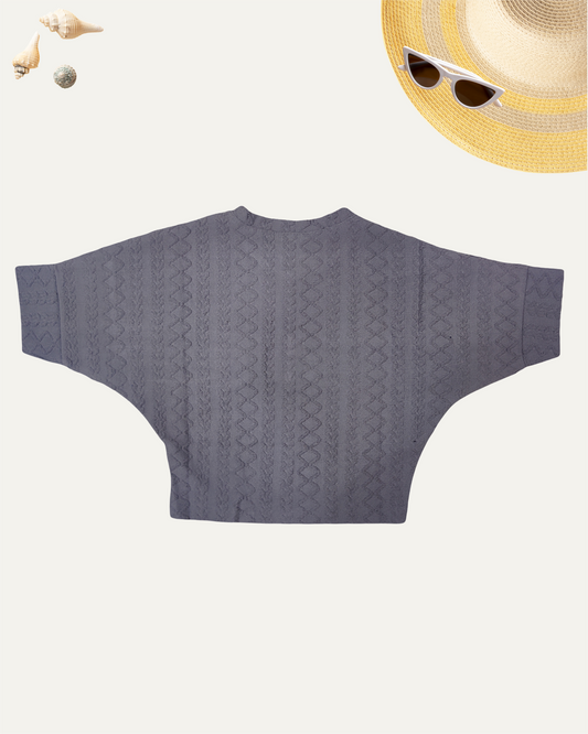 GIRLS GREY TOP WITH A BROOCH (4-12 YEARS) - Girlism
