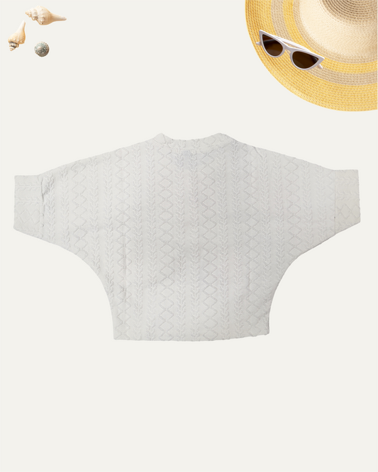 GIRLS WHITE TOP WITH A BROOCH (4-12 YEARS) - Girlism