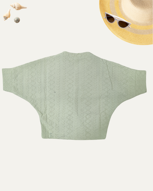 GIRLS MINT GREEN TOP WITH A BROOCH (4-12 YEARS) - Girlism