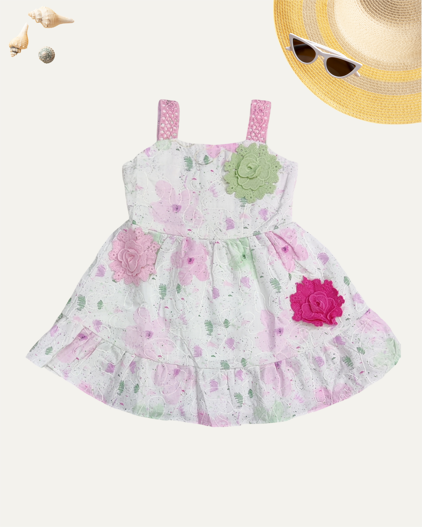 GIRLS FLORAL FROCK (PINK) (2-8 YEARS) - Girlism