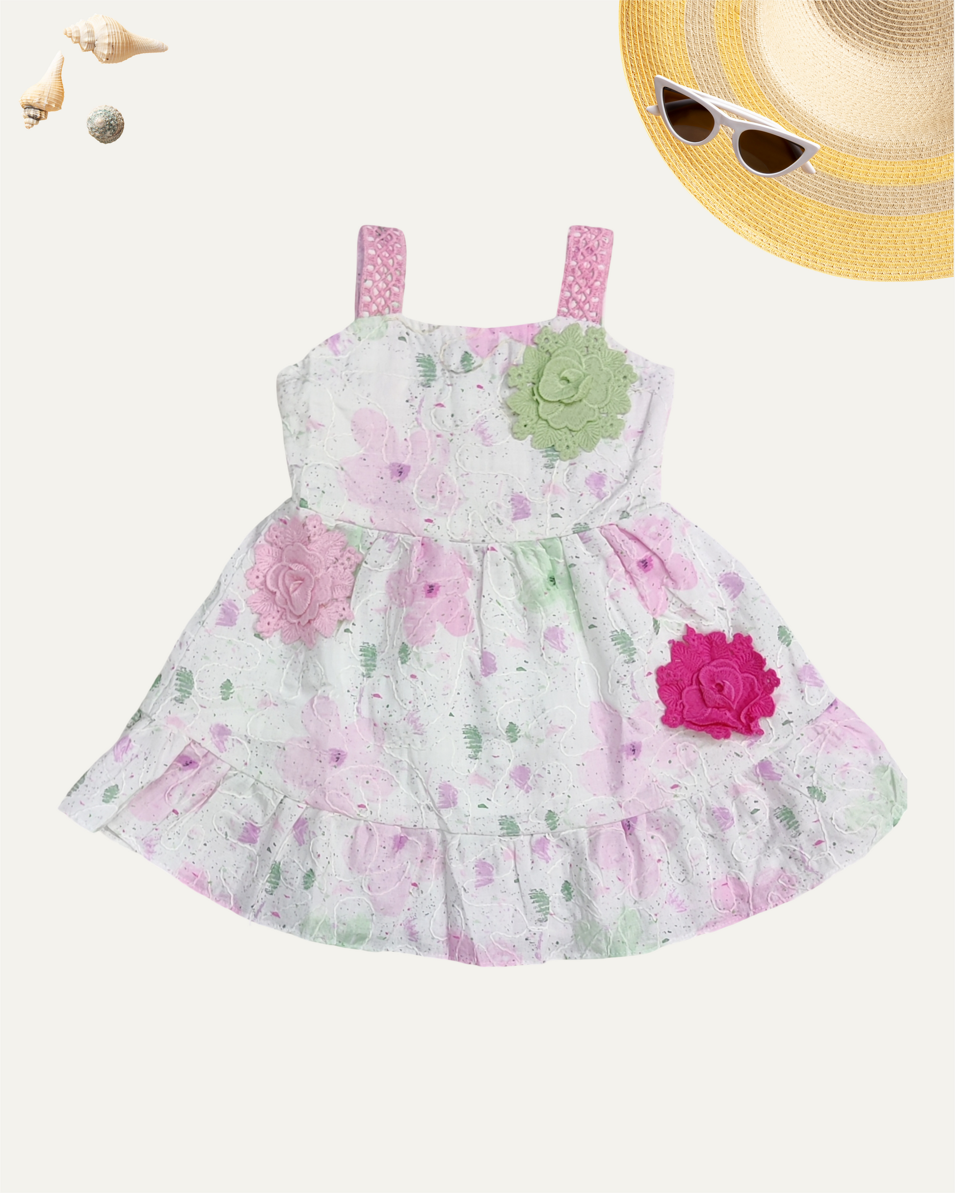 GIRLS FLORAL FROCK (PINK) (2-8 YEARS) - Girlism
