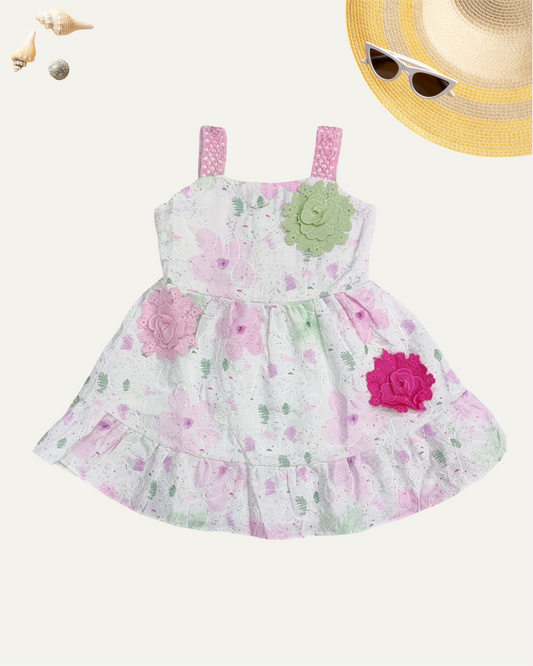 GIRLS FLORAL FROCK (PINK) (2-8 YEARS) - Girlism