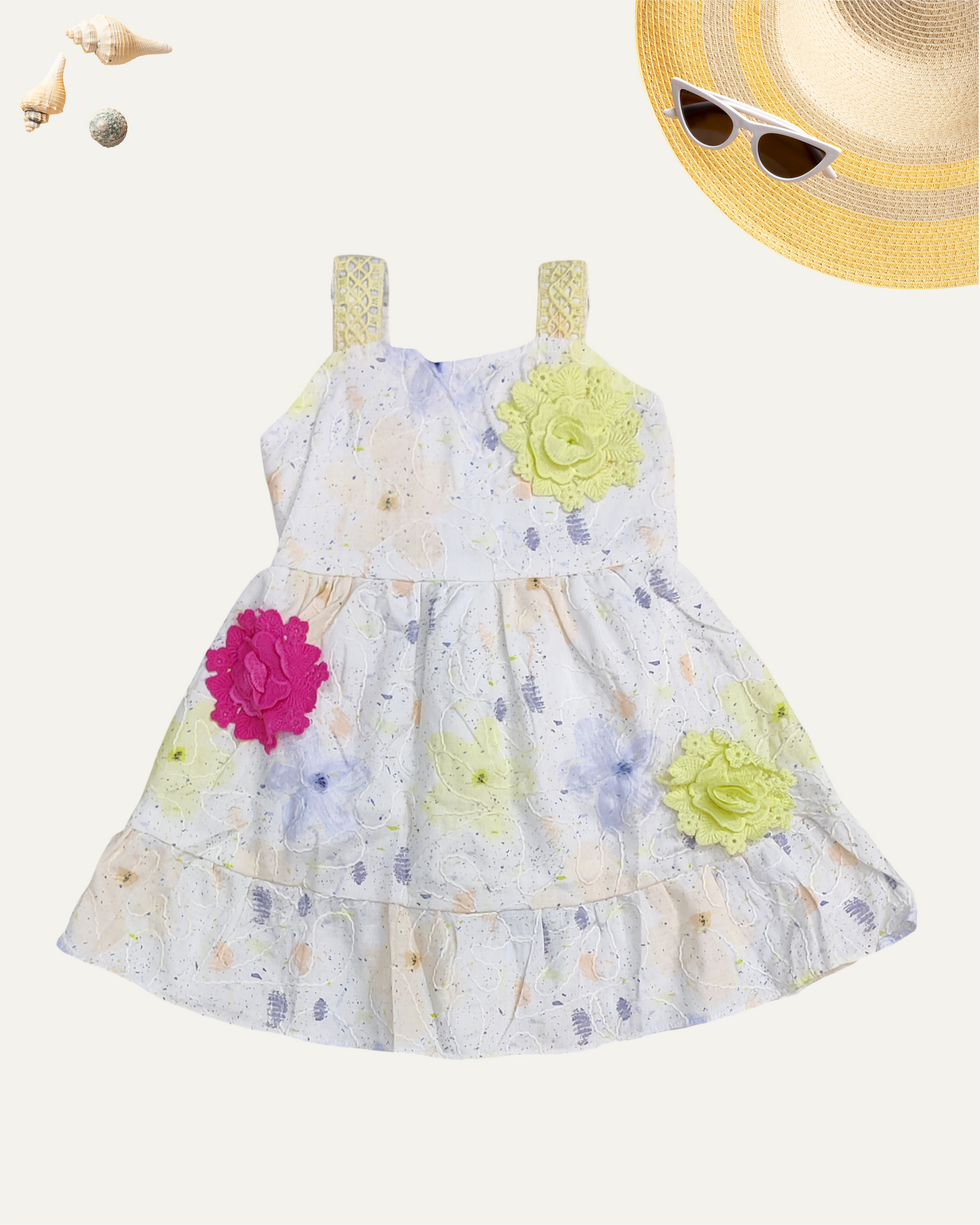 GIRLS FLORAL FROCK (YELLOW) (2-8 YEARS - Girlism