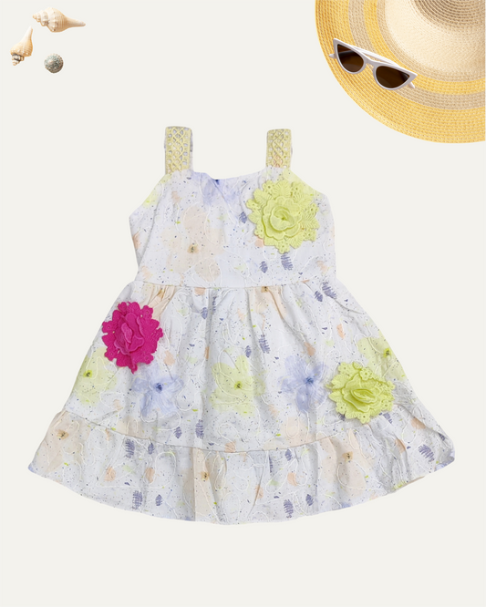 GIRLS FLORAL FROCK (YELLOW) (2-8 YEARS - Girlism