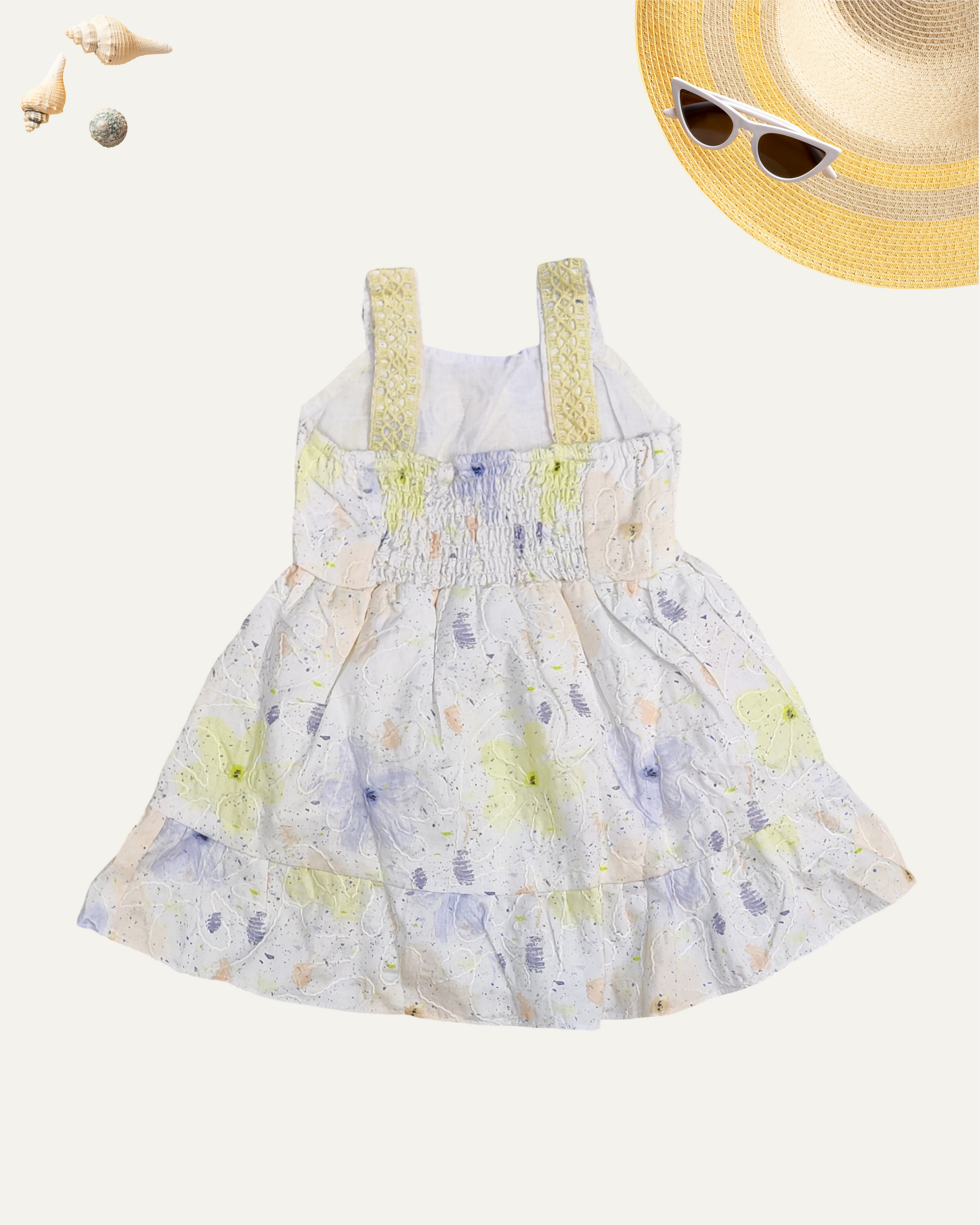 GIRLS FLORAL FROCK (YELLOW) (2-8 YEARS - Girlism